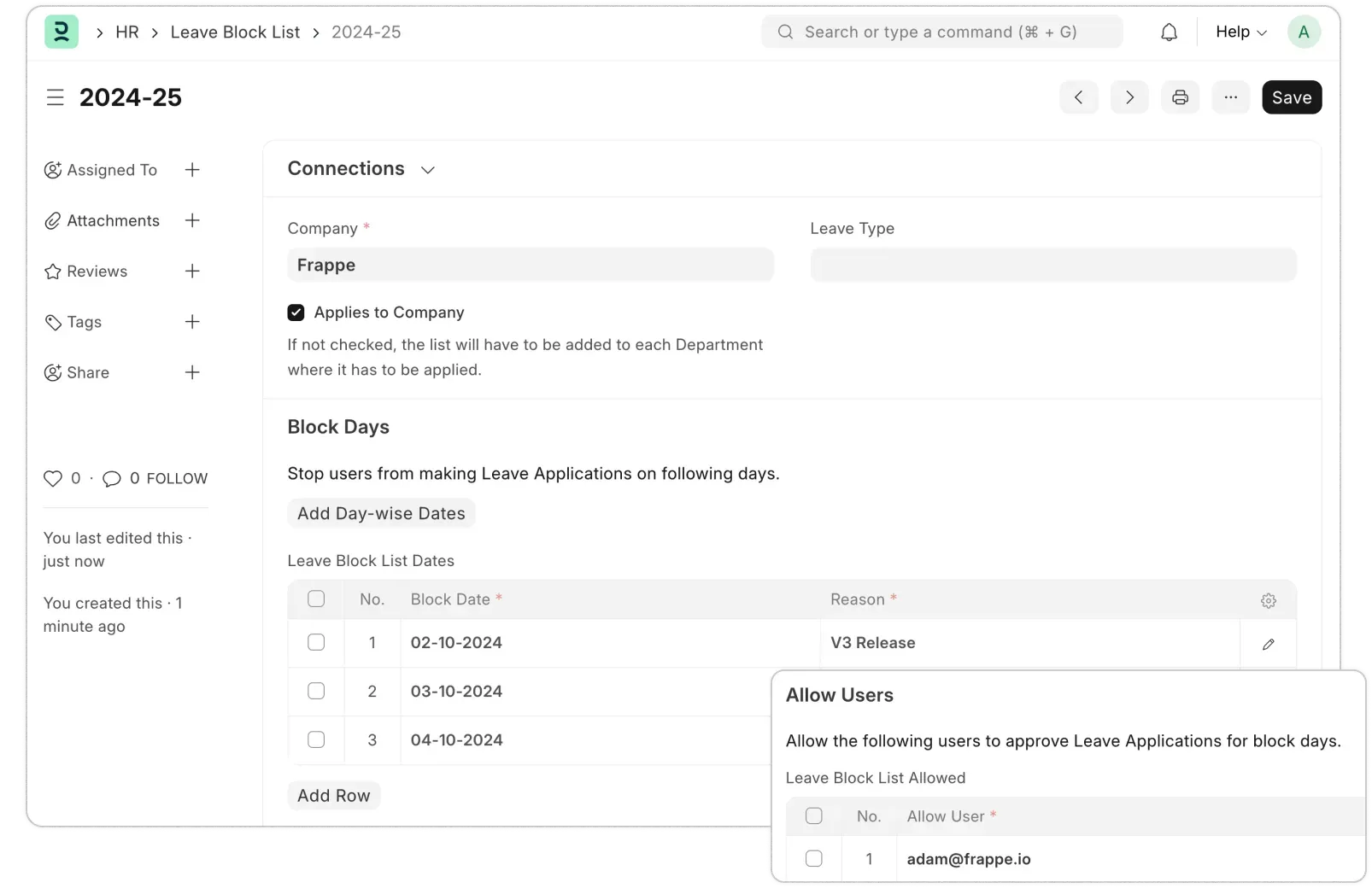 Block Leaves for Key Dates