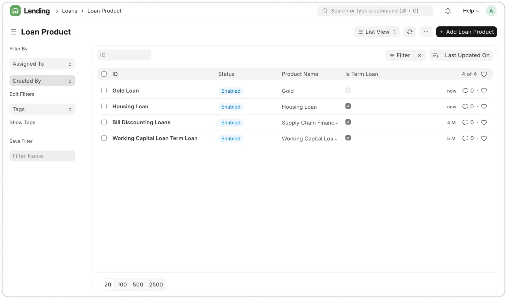 Create Loan Products