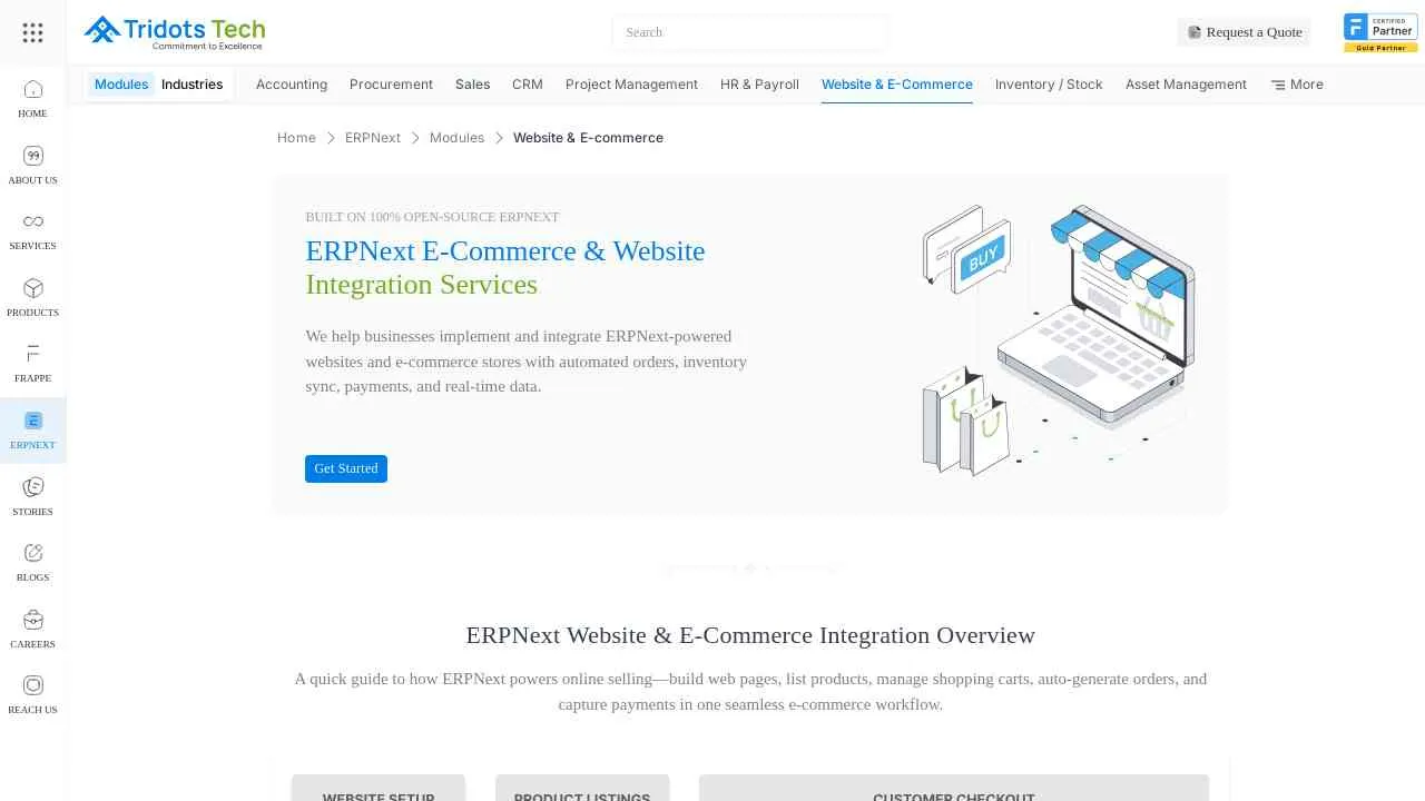 ERPNext E-Commerce & Website Integration Services | Tridots Tech