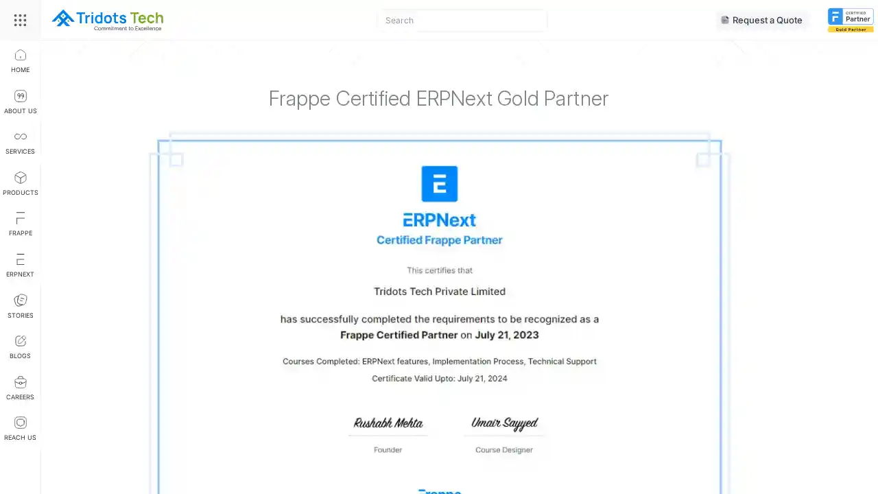 Frappe Certified ERPNext Partner